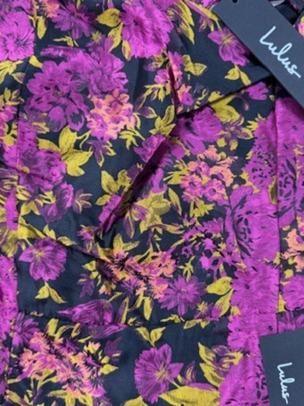 Lulus Simply Spectacular Black Floral Jacquard Lace-Up Mini Dress NWT - Picture 6 of 9
